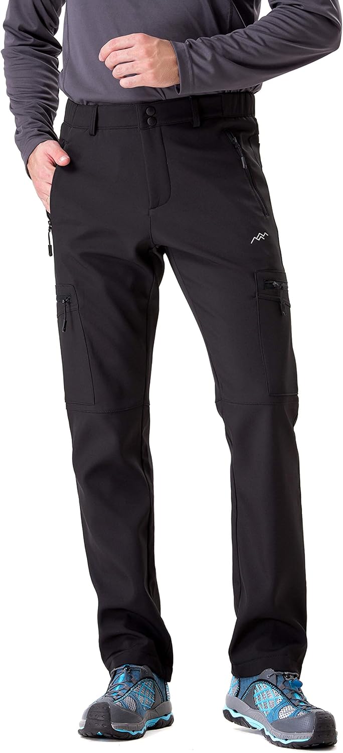 Men's Fleece Lined Insulated Softshell Pants for All Weather