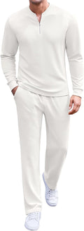 Men's 2 Piece Tracksuit Set Polo Athletic Sweatsuit - Comfortable made