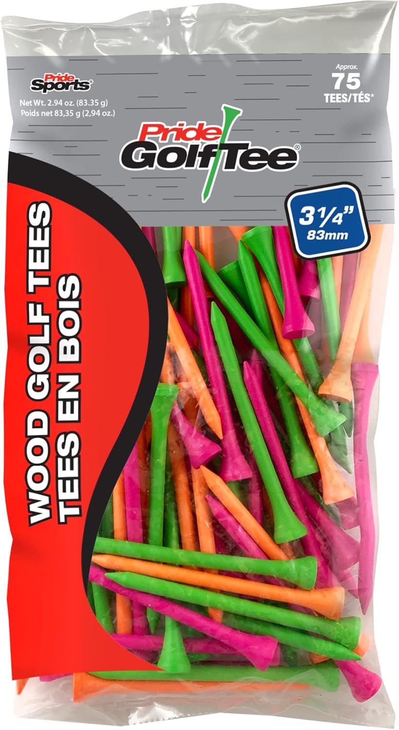 Pride Deluxe Golf Tees, 3-1/4 inch, 75 Pack: Tee up with Confidence!