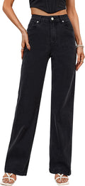 Womens Mid Waisted Straight Leg Jeans - Comfortable Tummy Control