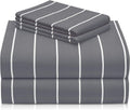 Cal King Sheet Set - LuxClub 4 PC Striped Light Grey Cooling Sheets