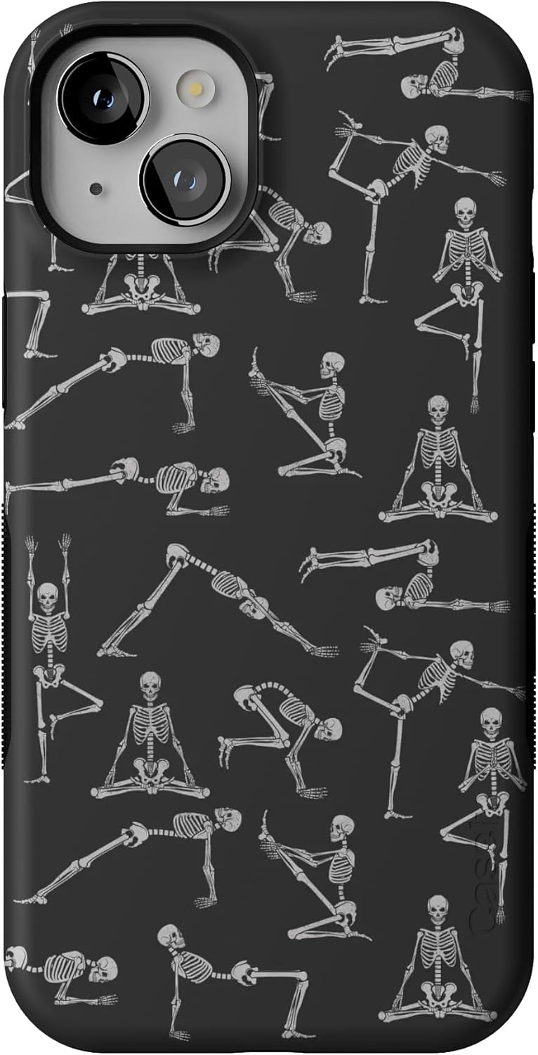 Casely iPhone 15 Plus Case - Bold Skeleton Yoga Design