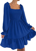 Ekaliy Women's Square Neck Puff Sleeve Dress for Versatile Events