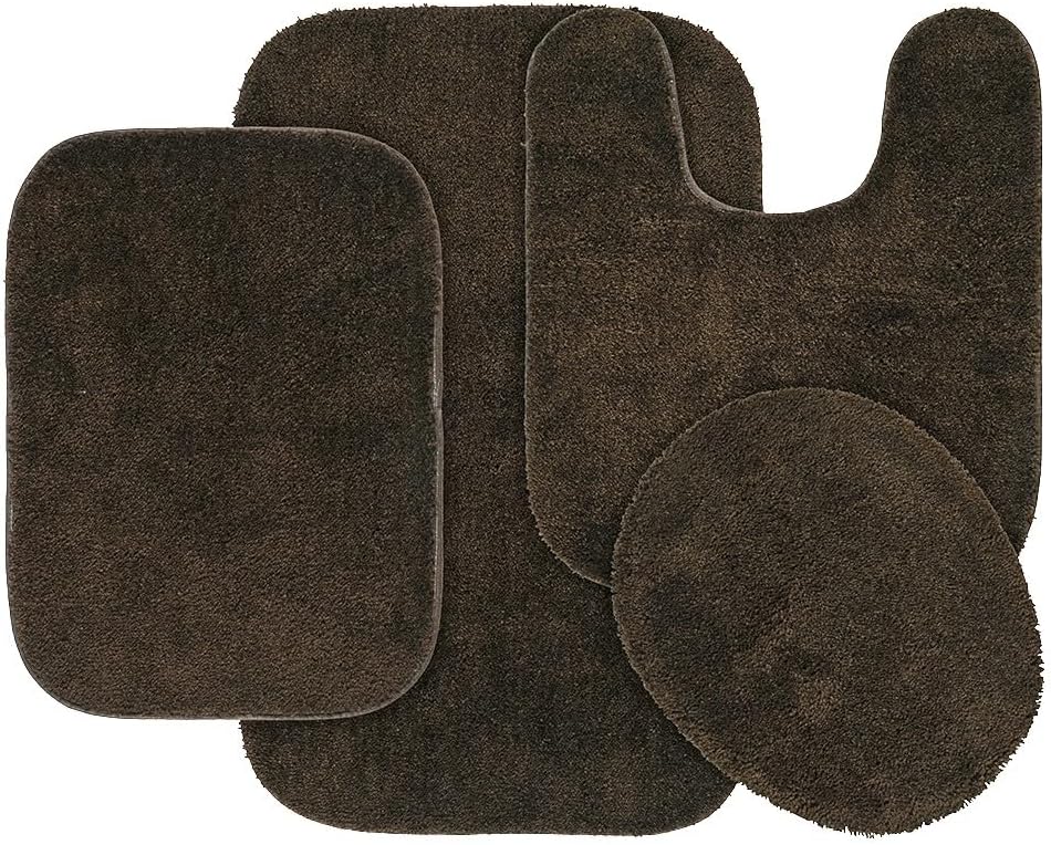 Garland Rug Traditional Bath Rug Set, 4-Piece, Chocolate Comfort