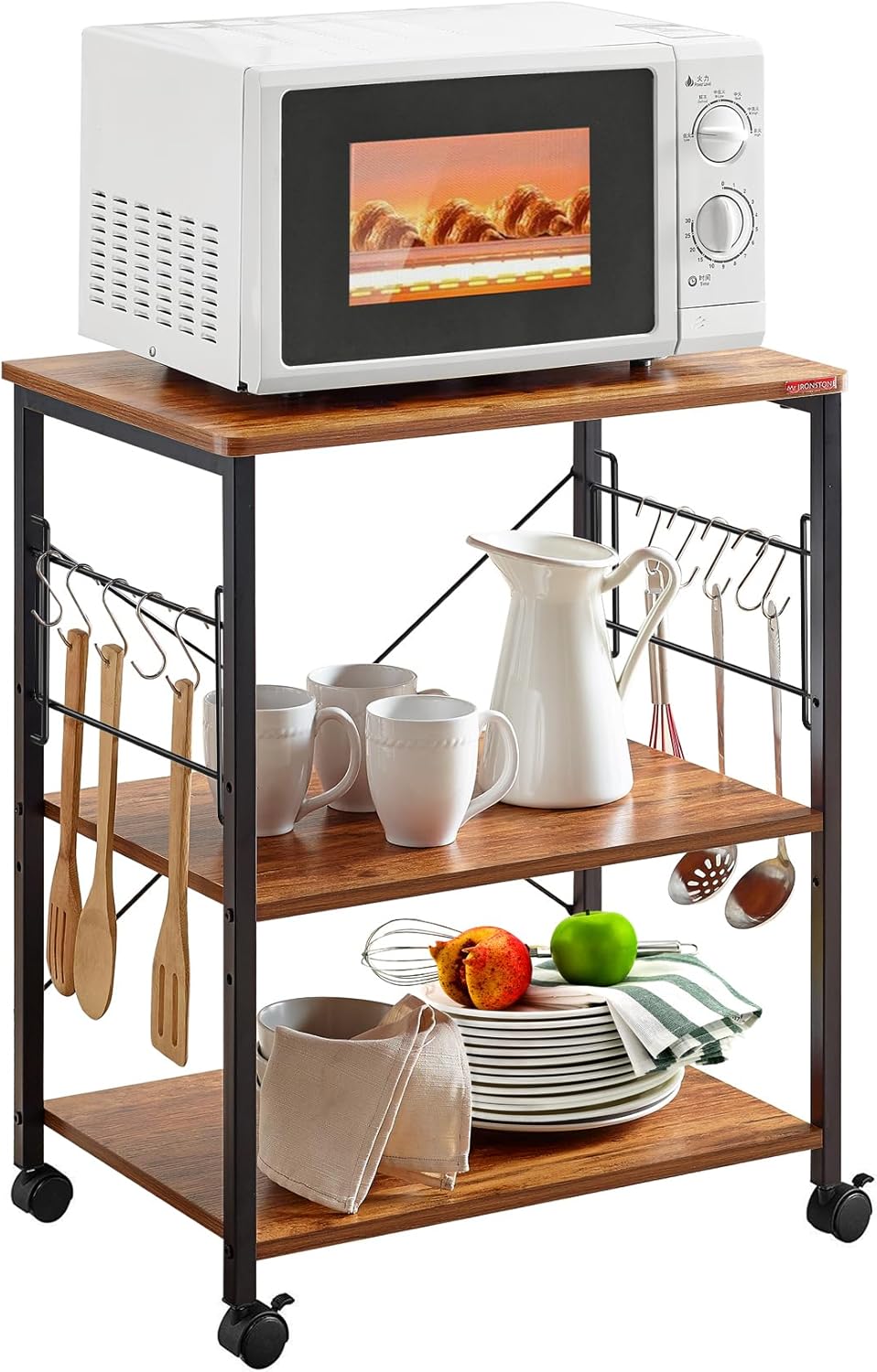 Space-Saving 3-Tier Rolling Microwave Cart by Mr IRONSTONE