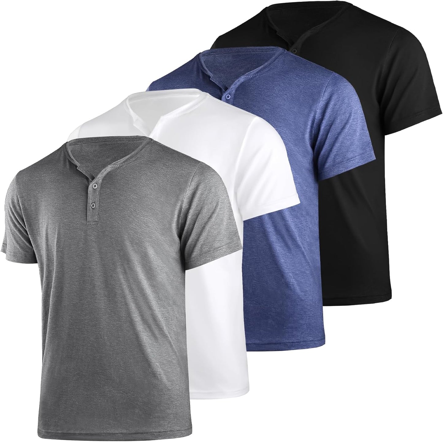 Liloak Henley T-Shirts Pack for Men - Classic Casual Style