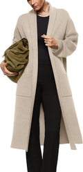 Womens Long Sleeve Maxi Cardigan Oversized Knitted Sweater Coat - Warm