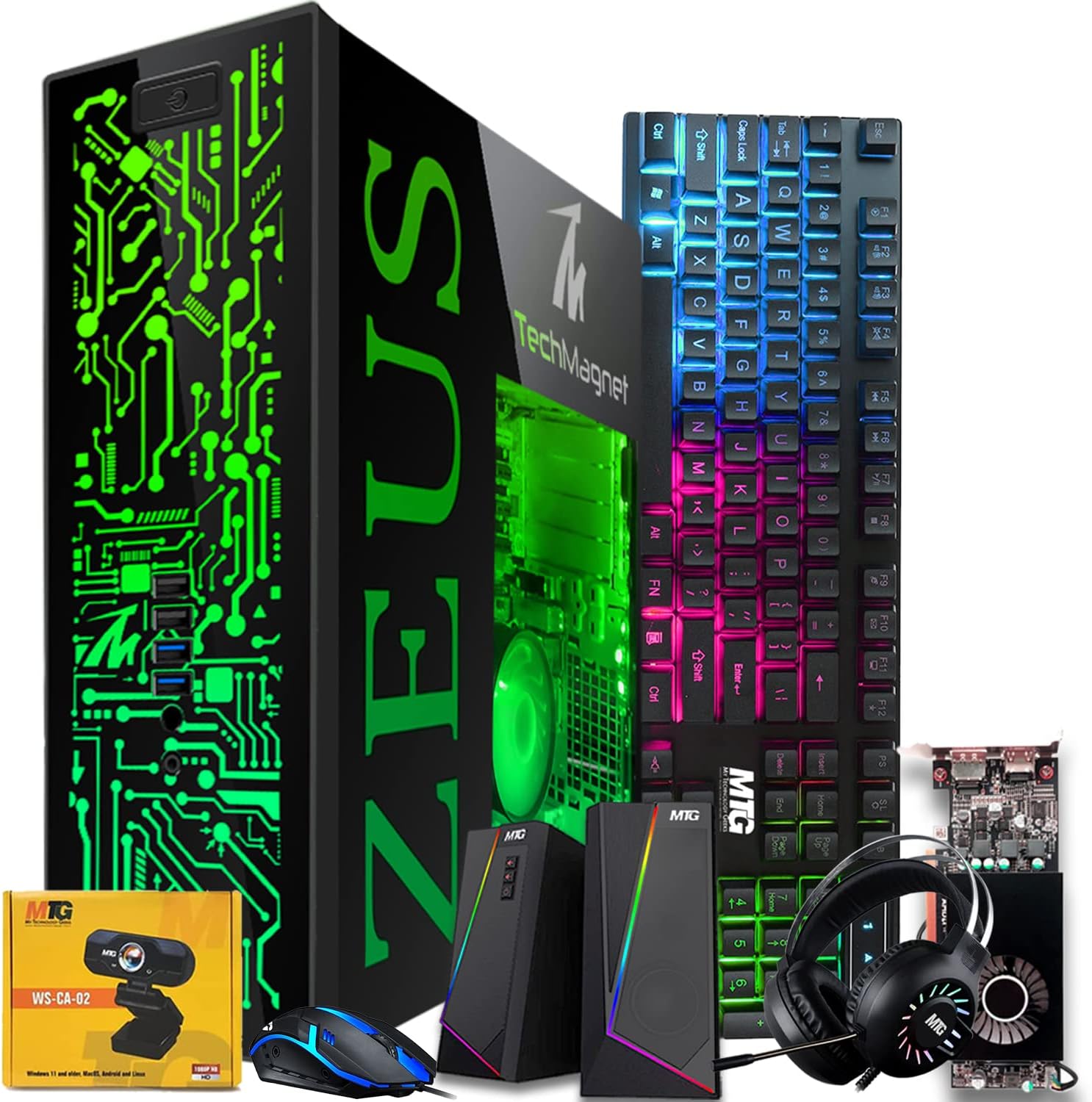 TechMagnet Gaming Desktop PC with Intel i5 and RGB Accessories