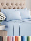 Cal King Sheets Set 6 Piece Sky Blue - Deep Pocket Luxury Fit