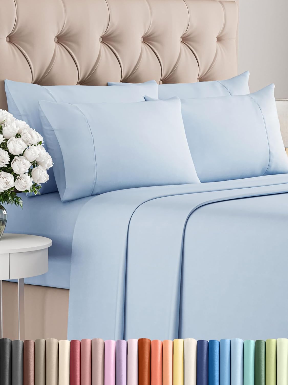 Queen 6 Piece Sheet Set - Ultra Soft Cooling Sheets for Sleepers
