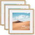 16x16 Picture Frame with Mat for 12x12 - Natural Oak Set of 3