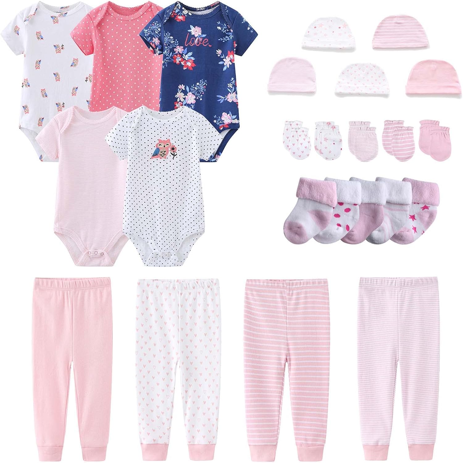 Newborn Layette Gift Set with Bodysuits and Pants for Babies
