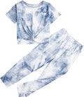 Girls Tie Dye Twist Front Tops & Sweatpants Set - Soft Stretch Fabric