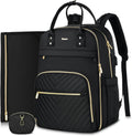 Diaper Bag Backpack Quilted Baby Bag with Changing Pad - Dark Black
