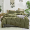 Olive Green Comforter Set King - Soft Breathable 3-Piece