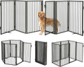 Metal Freestanding Dog Gate with Door 120in x 36in - Foldable Safety