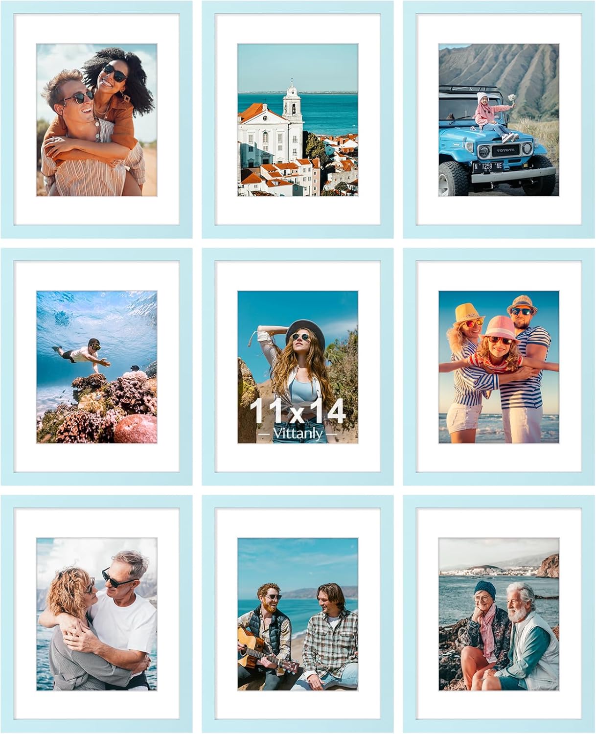 Vittanly 11x14 Picture Frames Set of 9 for Wall or Tabletop