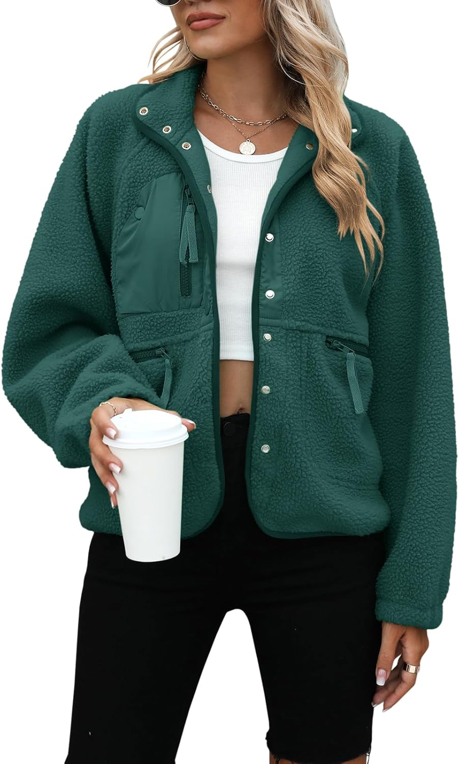 Yanekop Womens Fleece Jacket - Cozy Sherpa Winter Outerwear