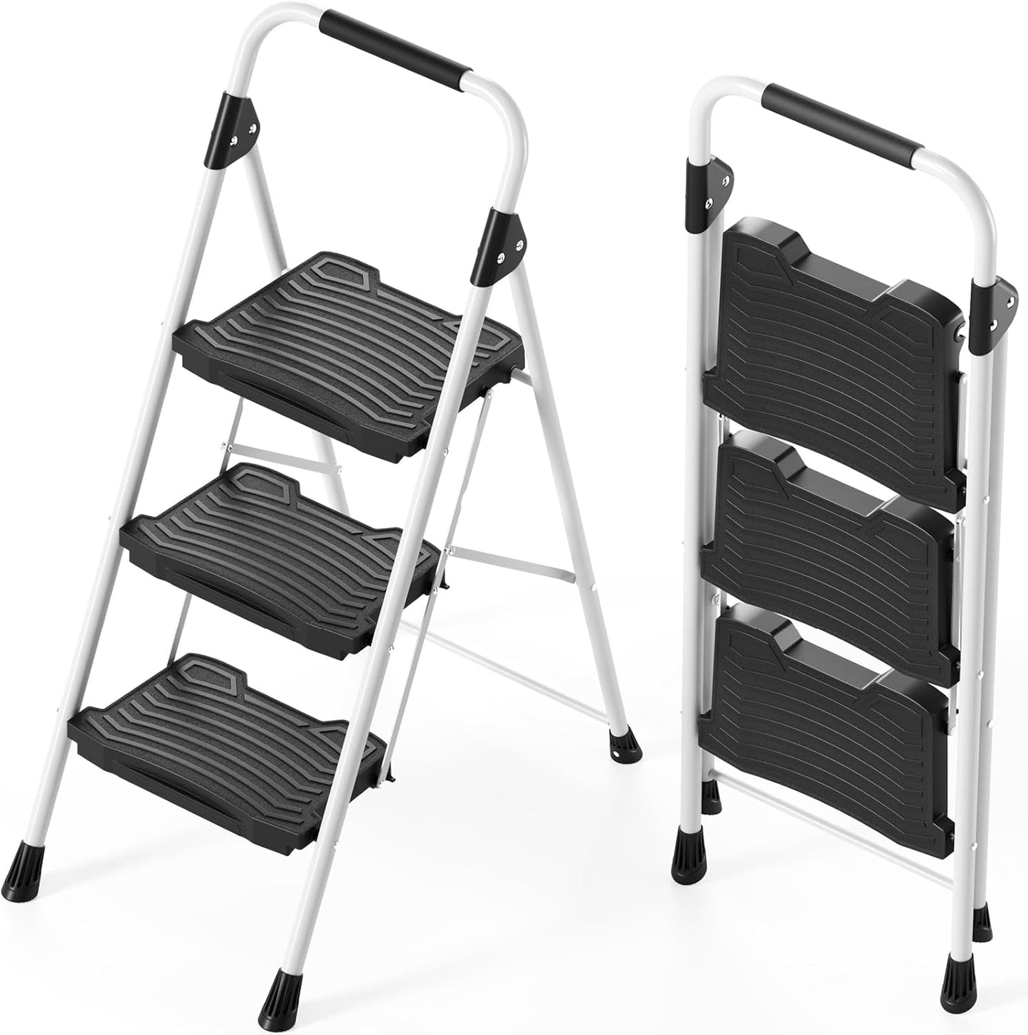 KINGRACK 3 Step Folding Ladder with 900 lbs Load Capacity