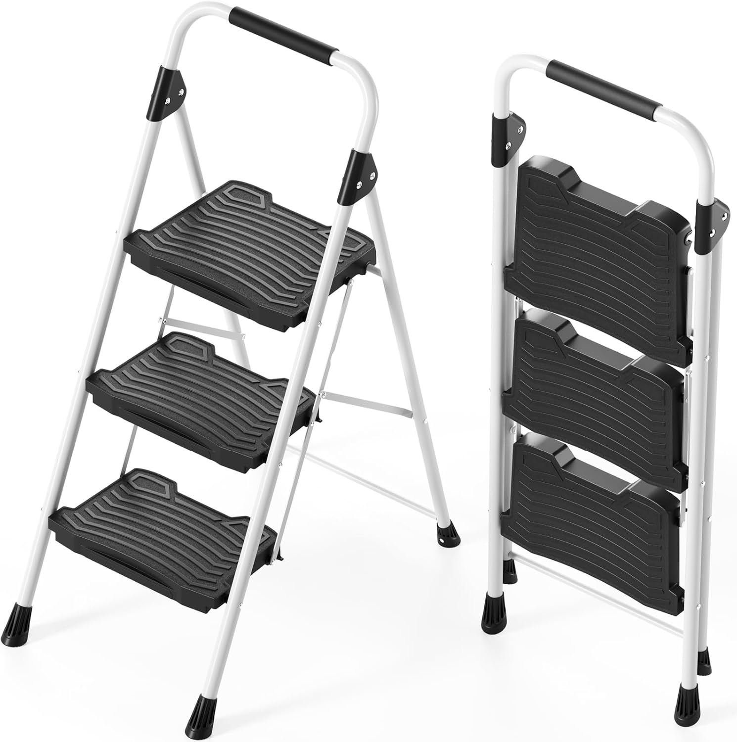 KINGRACK 3 Step Folding Ladder with 900 lbs Load Capacity