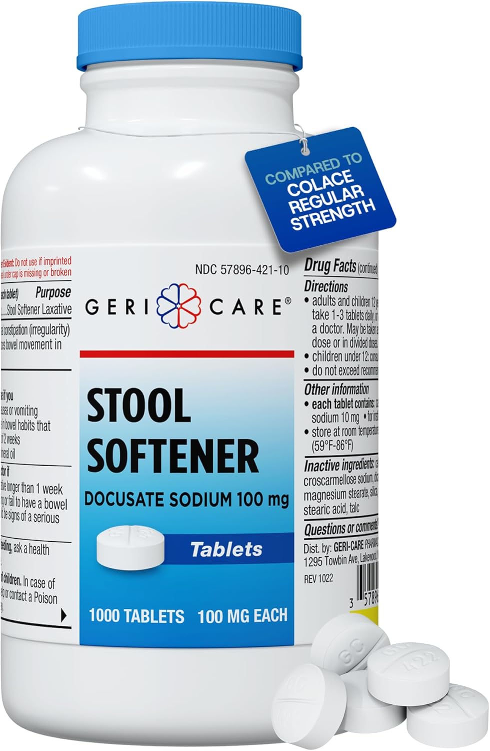 Docusate Sodium Stool Softeners for Constipation Relief 100mg