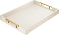 17 in x 12 in Wood Serving Tray with Gold Handles - Elegant Large Tray