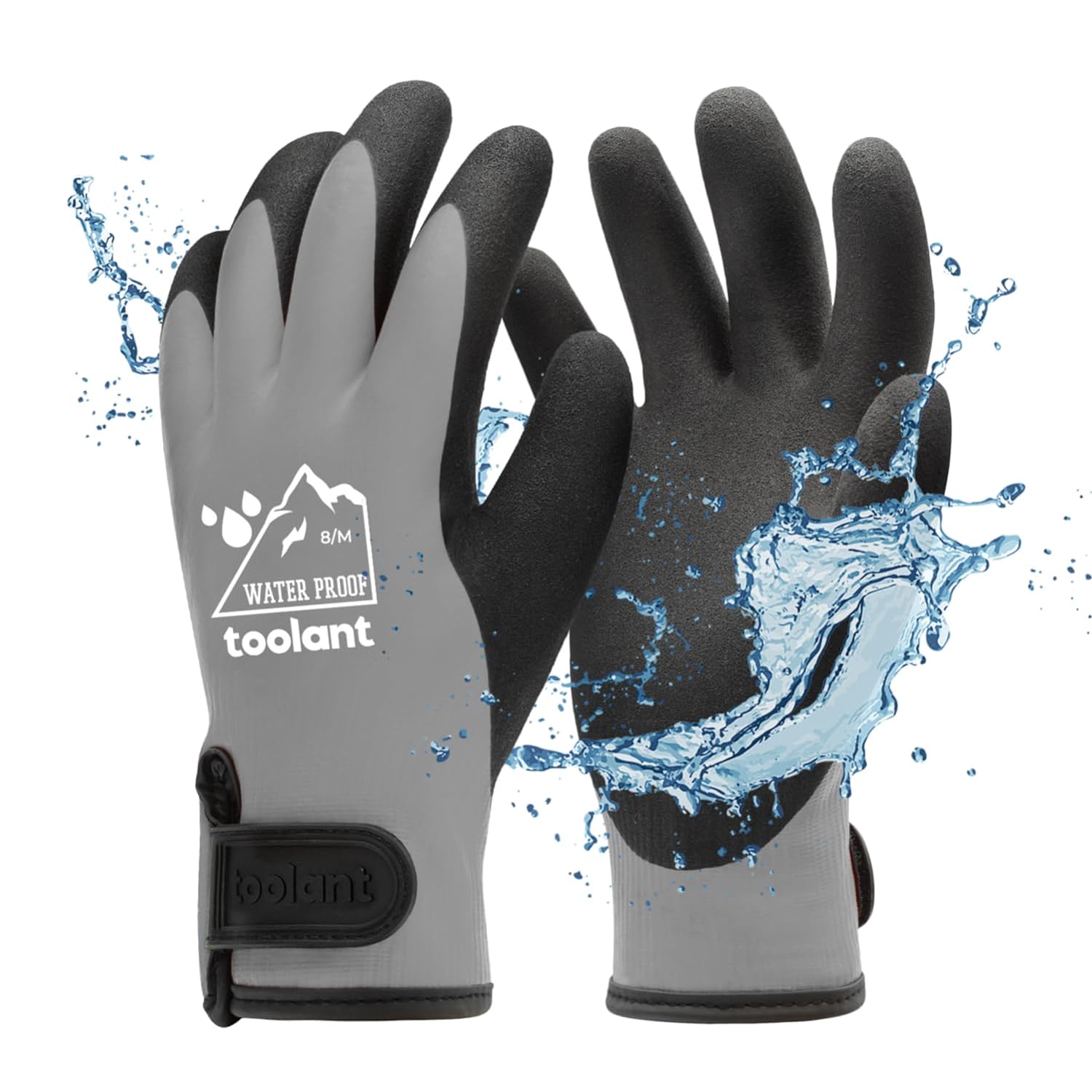 Winter Work Waterproof Gloves - Touchscreen, Insulated, Grip - Grey - Medium
