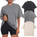 Womens Oversized Acid Wash Cotton T Shirt - Baggy Casual Tee