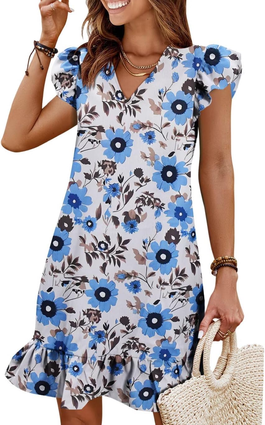 QACOHU Spring Summer Dresses for Women with Ruffle Hem Style
