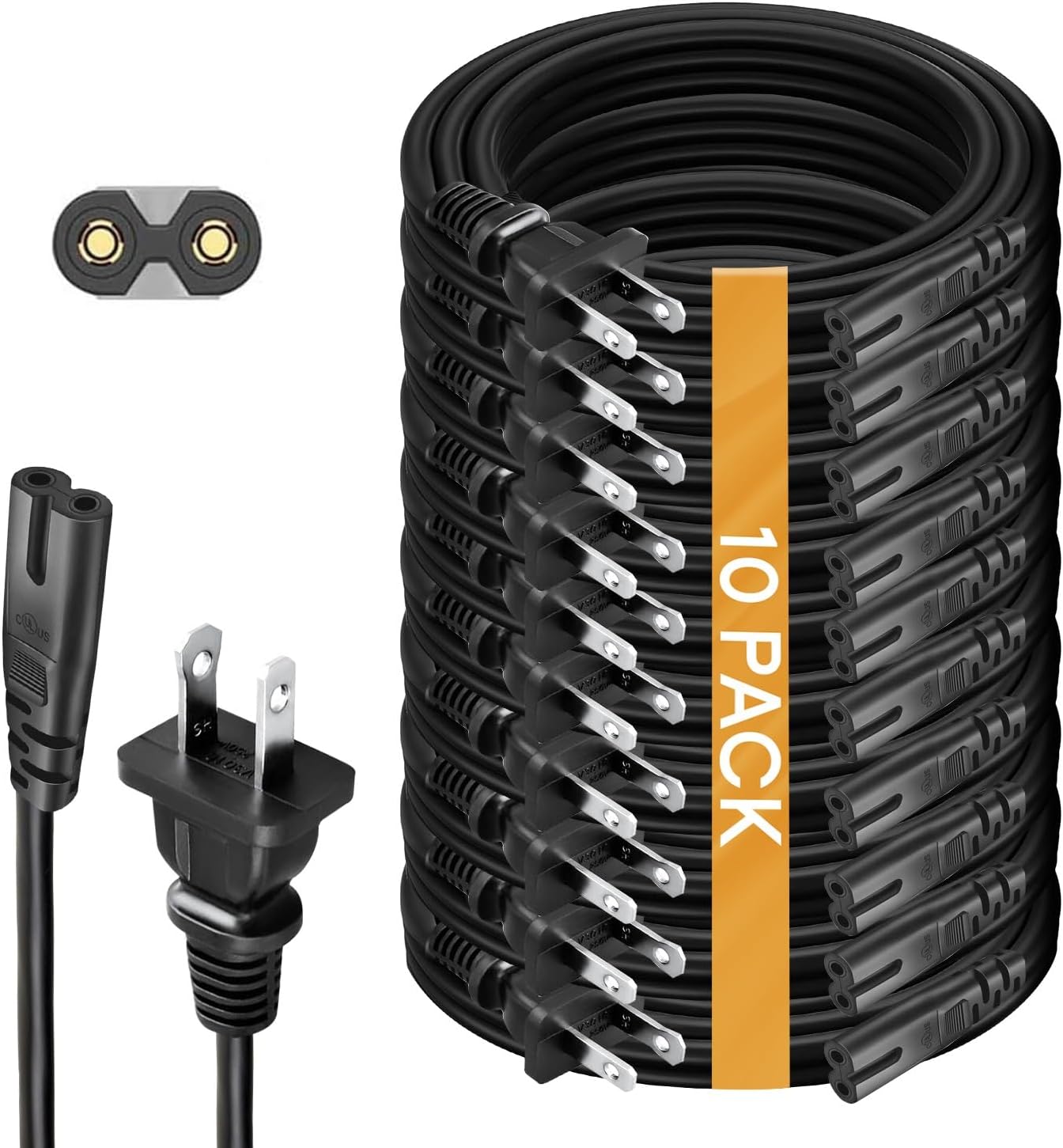10 Pack AC Power Cord for PS5 PS4 PS3 Slim Replacement Cable