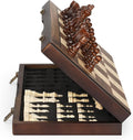 Magnetic Wooden Chess Set 12in Folding Board - Portable Travel Play