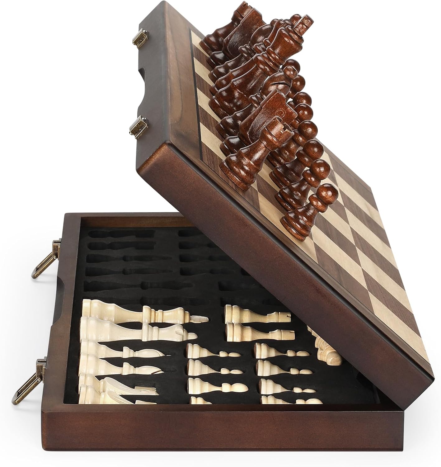 Magnetic Wooden Chess Set for Adults and Kids - 12ft Travel Game