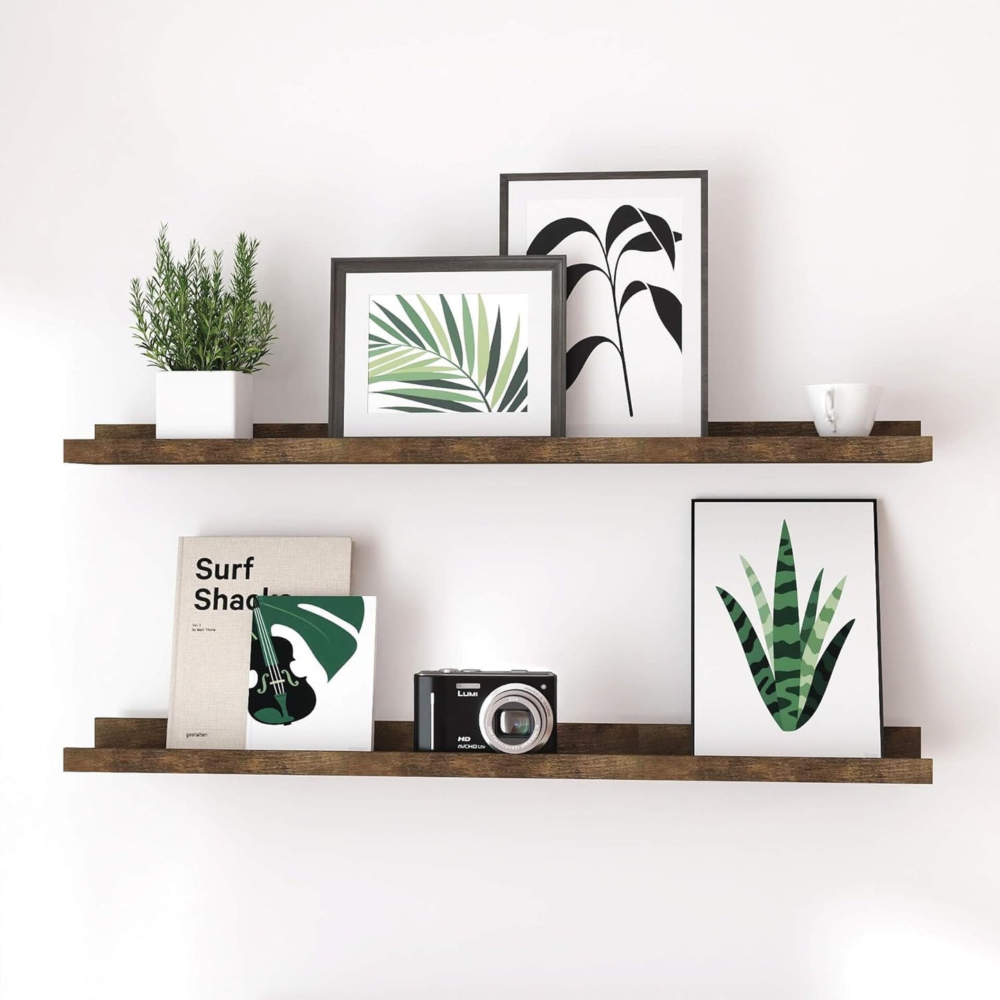 Floating Shelves for Wall Decor - Rustic Display Ledge Set