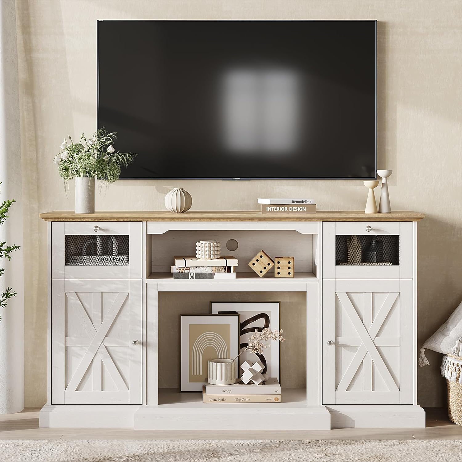 Maupvit Farmhouse TV Stand: Stylish Storage Solution