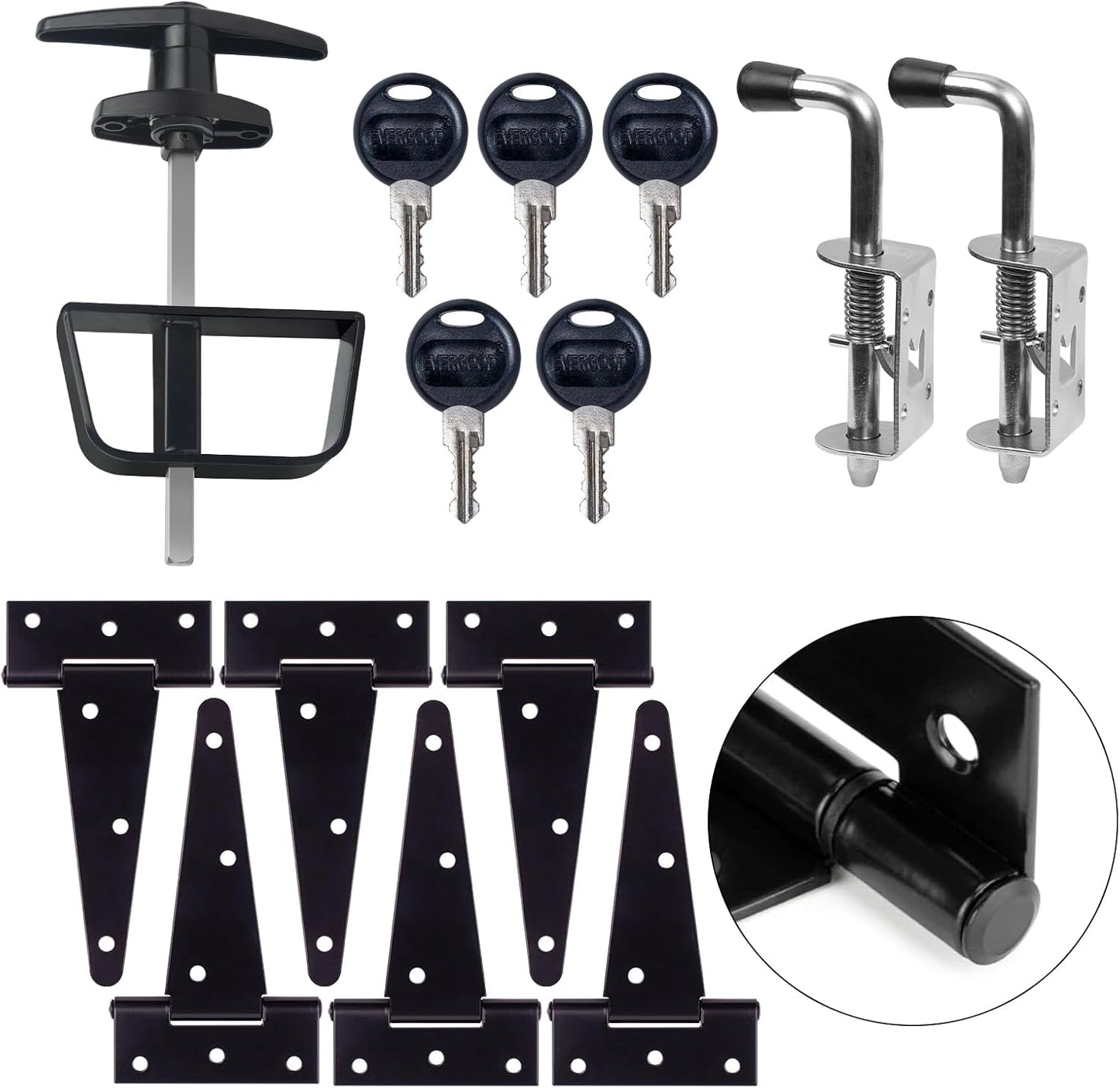 Complete Shed Door Hardware Kit with Heavy-Duty Security Features