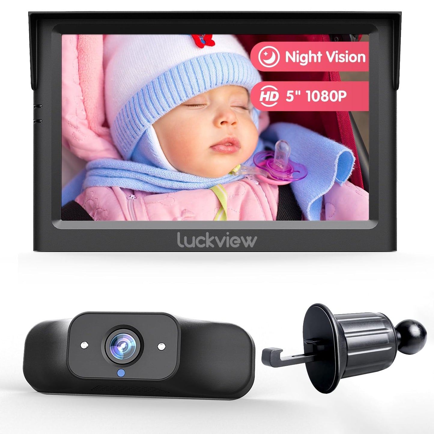 LUCKVIEW BM1 Baby Car Camera: Easy Install, IR Night Vision