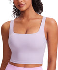 CRZ YOGA Butterluxe Womens Square Neck Longline Sports Bra - Soft back