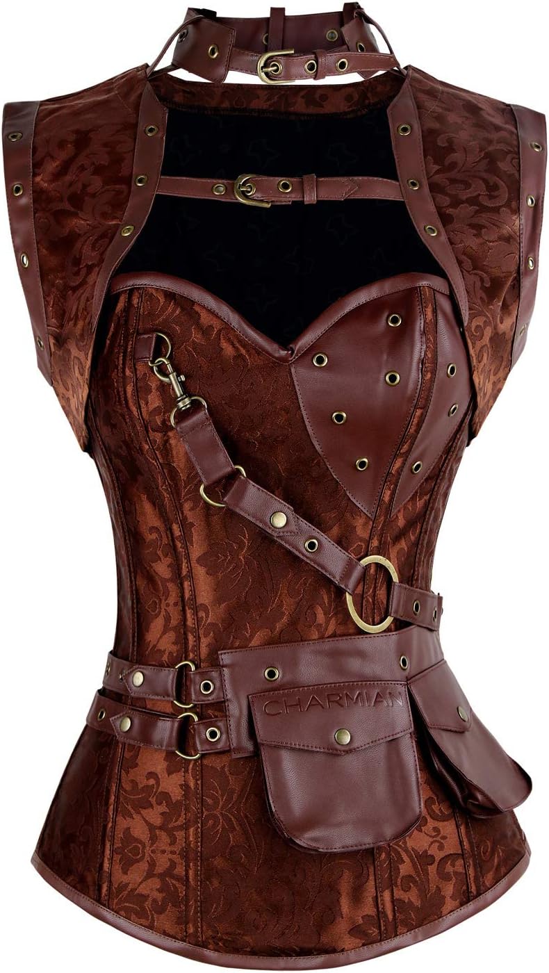 Charmian Women's Steampunk Spiral Steel Boned Corset Tops
