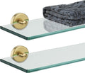 Bathroom Glass Shelf Gold 16 by 5 in - Tempered Shower Storage