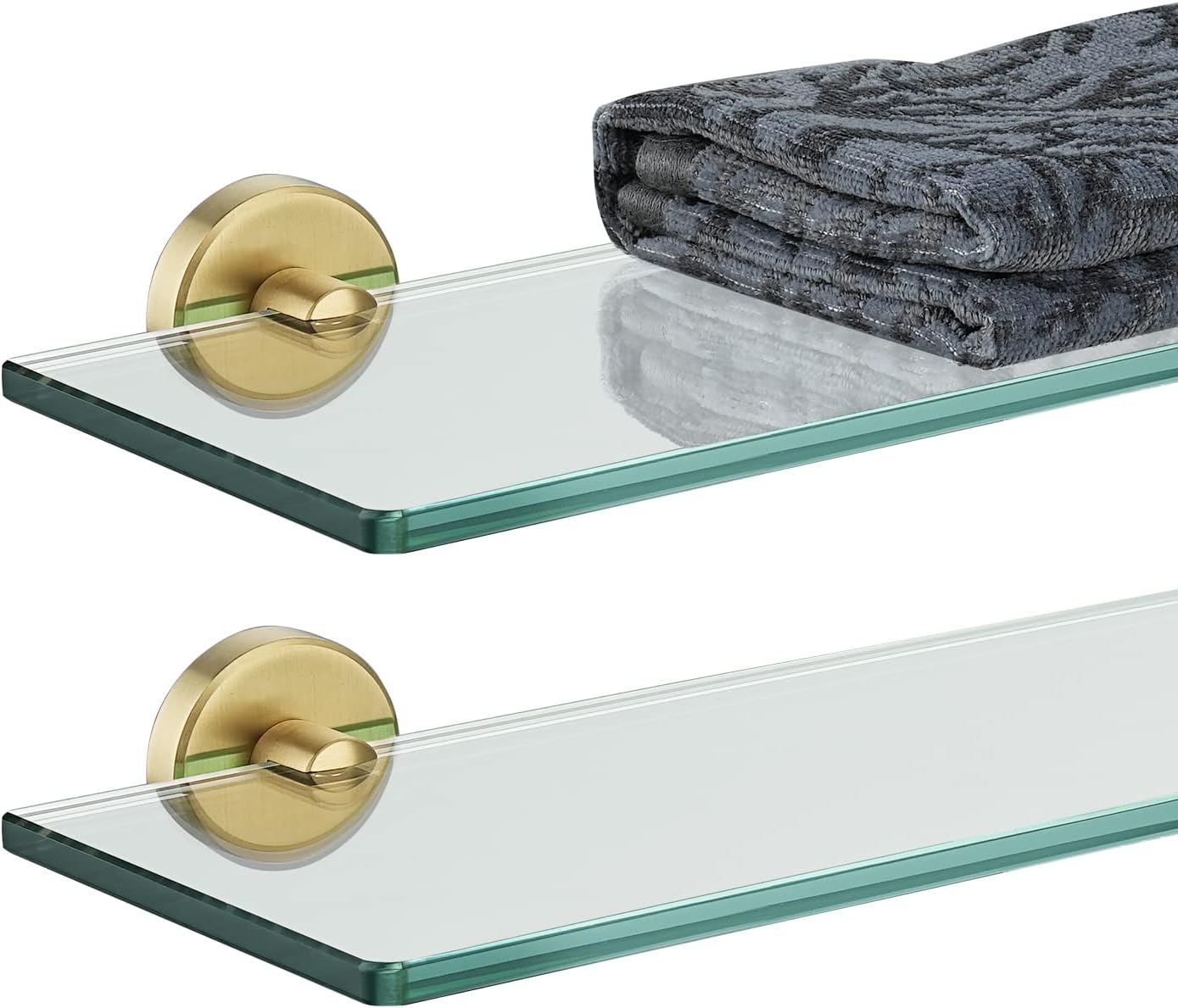JQK Bathroom Glass Shelf Gold for Modern Shower Storage