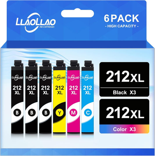 6 Pack Remanufactured Epson 212XL Ink for WF-2830/2850 XP-4100/4105