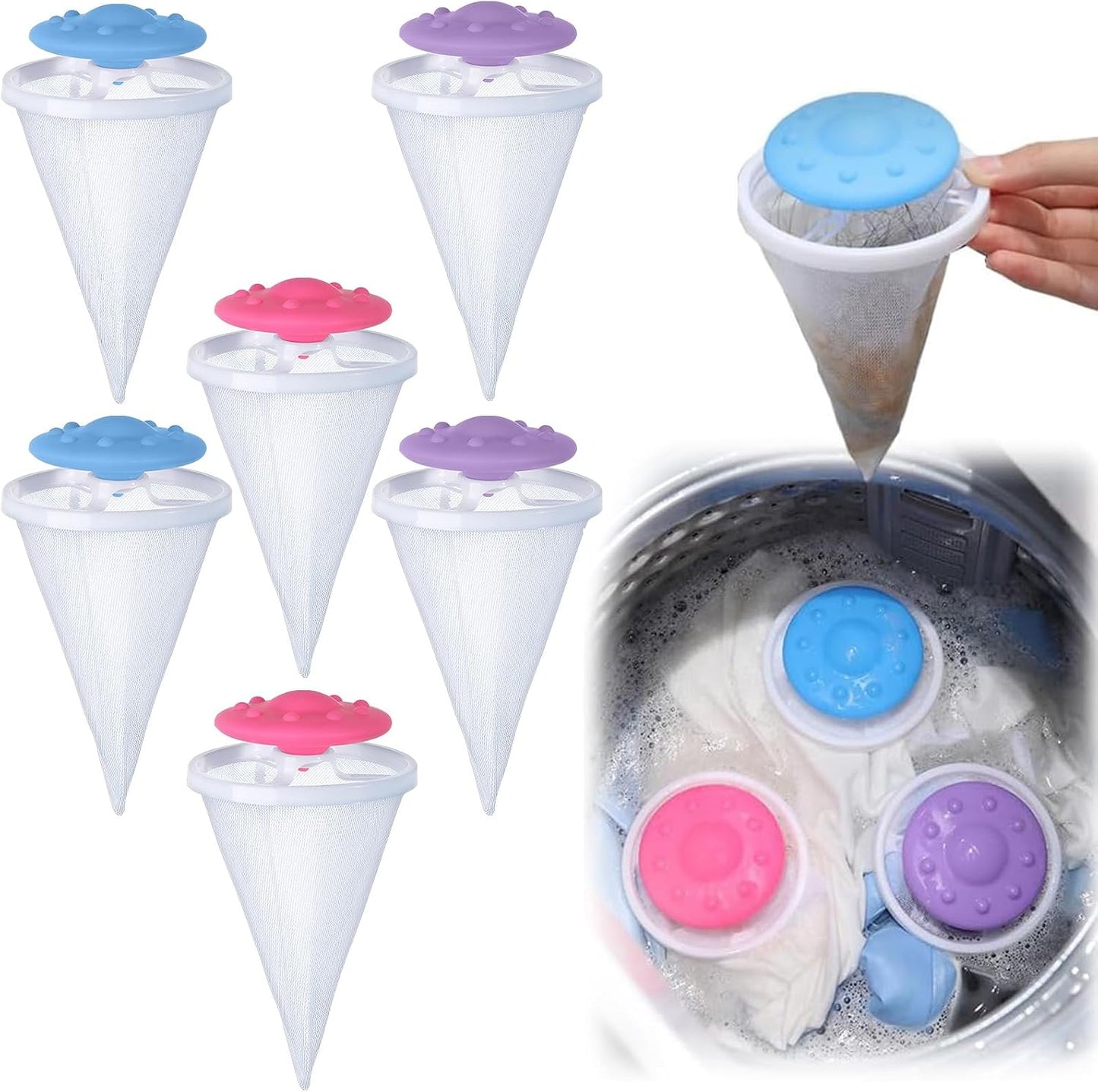 Floating Hair Filter: 6pcs Washer Hair Catcher - 35 characters