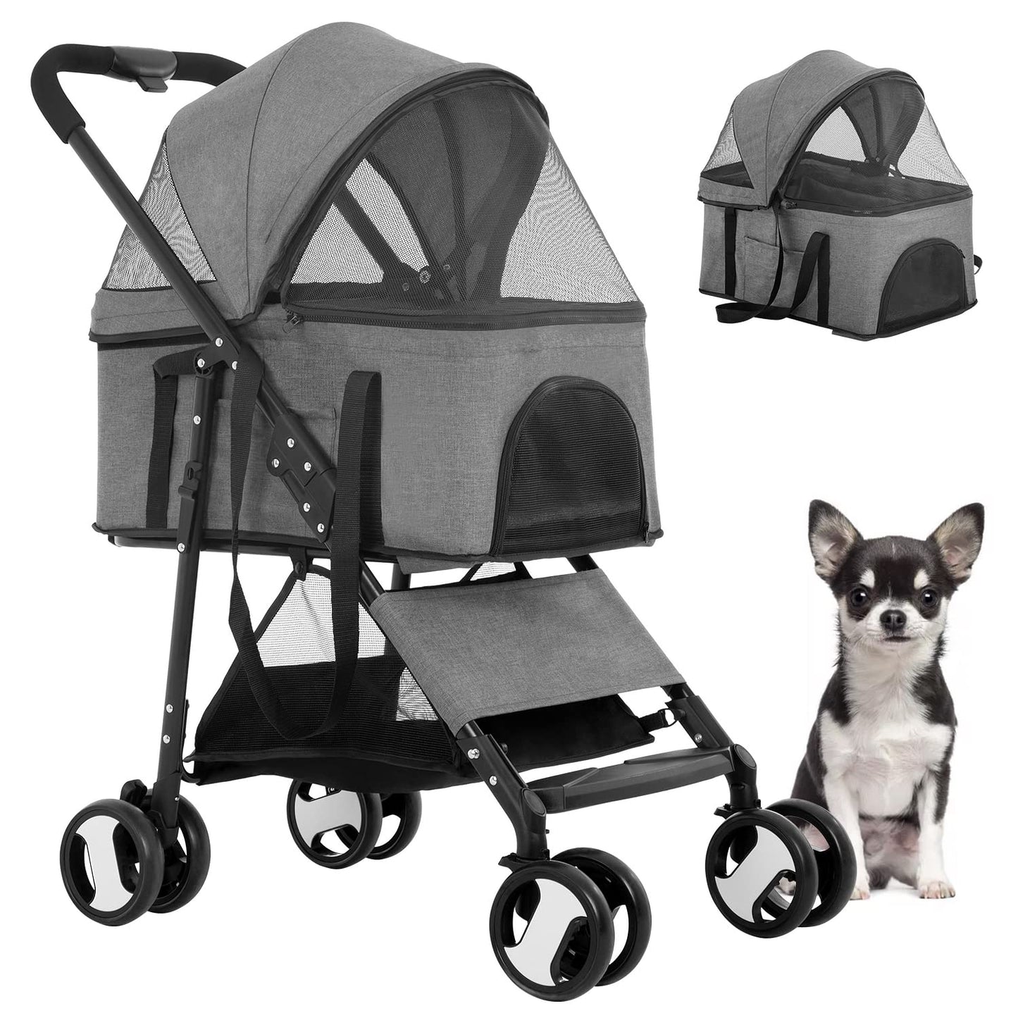 Premium 3-in-1 Multifunction Pet Stroller for Dogs and Cats
