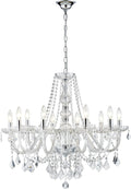 Large Crystal Chandelier Modern Chrome 10-Light Pendant - Elegant