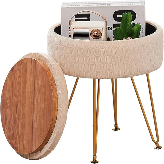 Modern Velvet Foot Rest Stool with Hidden Storage for Home Decor