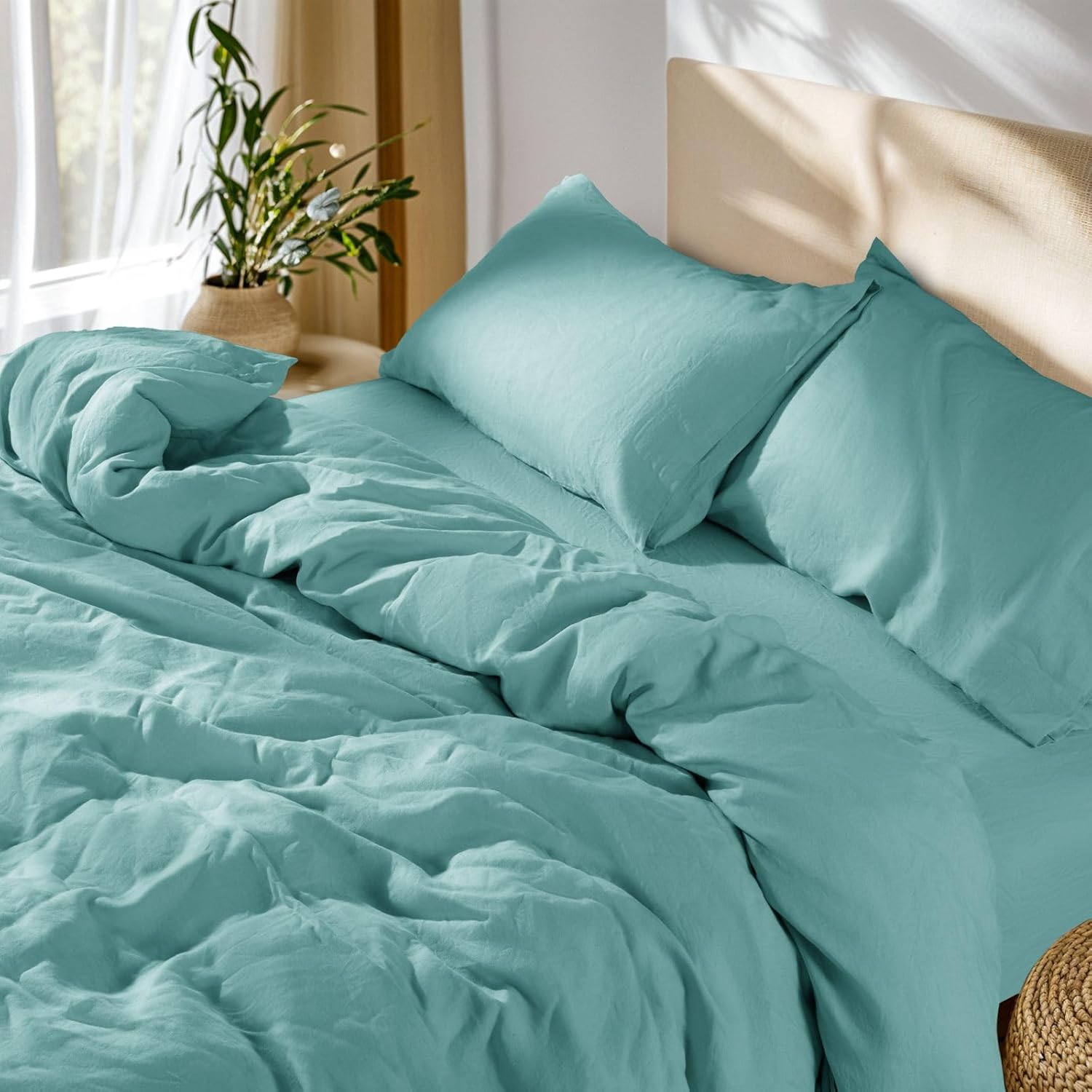 100% French Linen Duvet Cover Set for Queen Size Bedding