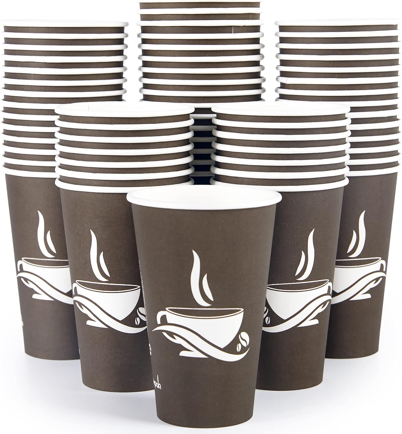 LITOPAK 16 oz Brown Paper Coffee Cups - 210 Pack