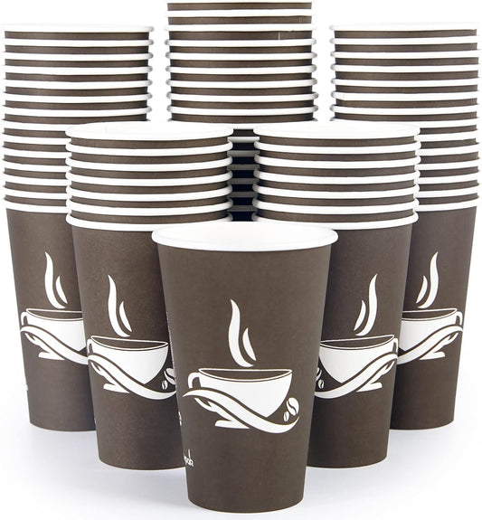 LITOPAK 16 oz Brown Paper Coffee Cups - 210 Pack