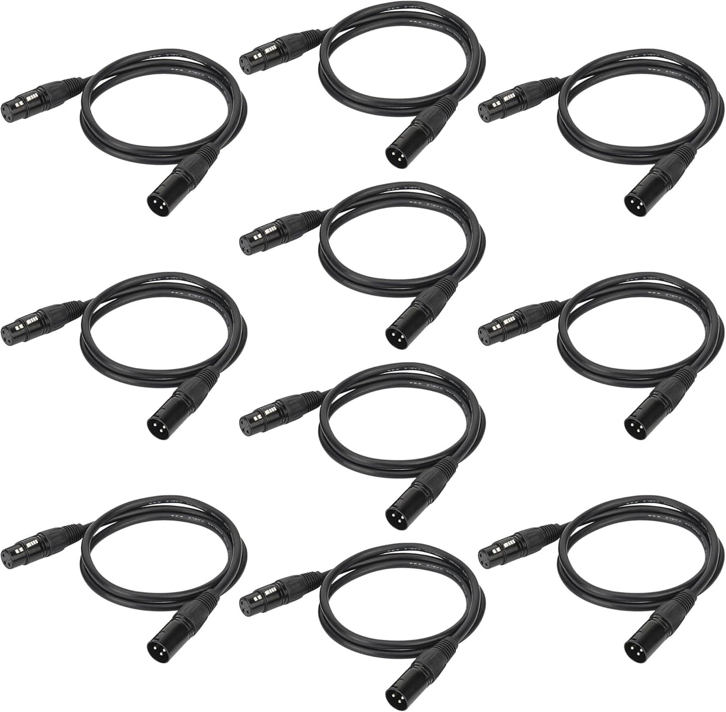 6.5ft DMX Cable for Stage Lighting - 10PCS XLR Signal Cables