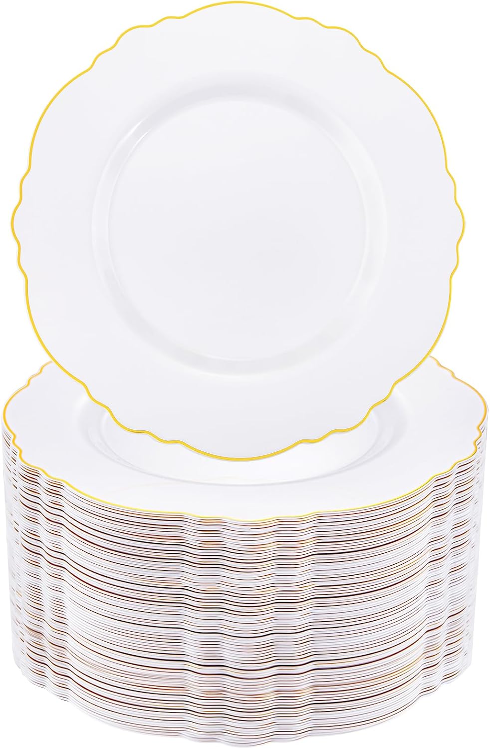 Baroque White/Gold Plastic Plates - Upscale Events